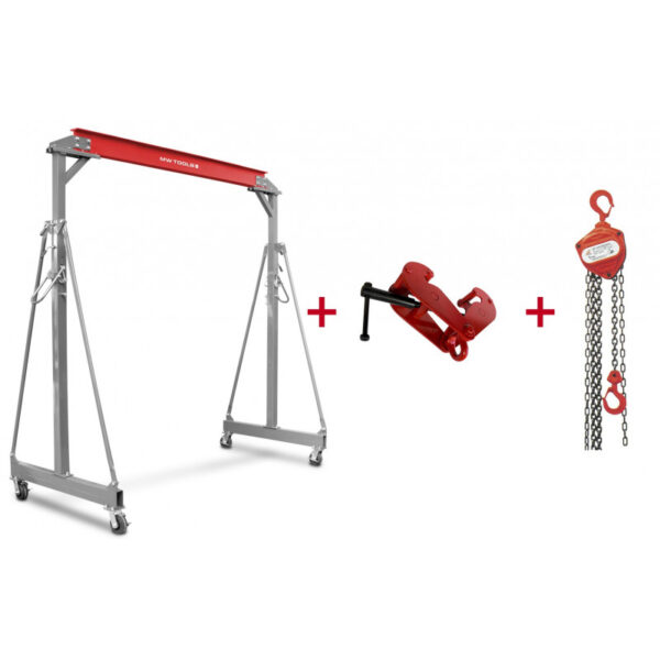 GRUE À PORTIQUE 1T + PALAN À CHAÎNES AVEC PINCE À POUTRE – Image 3