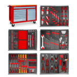 SERVANTE D'ATELIER COMPLÈTE AVEC ARMOIRE 211 OUTILS